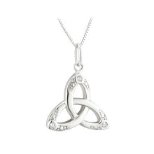 Load image into Gallery viewer, S/S CRYSTAL TRINITY KNOT PENDANT(BOXED)
