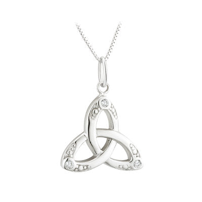 S/S CRYSTAL TRINITY KNOT PENDANT(BOXED)