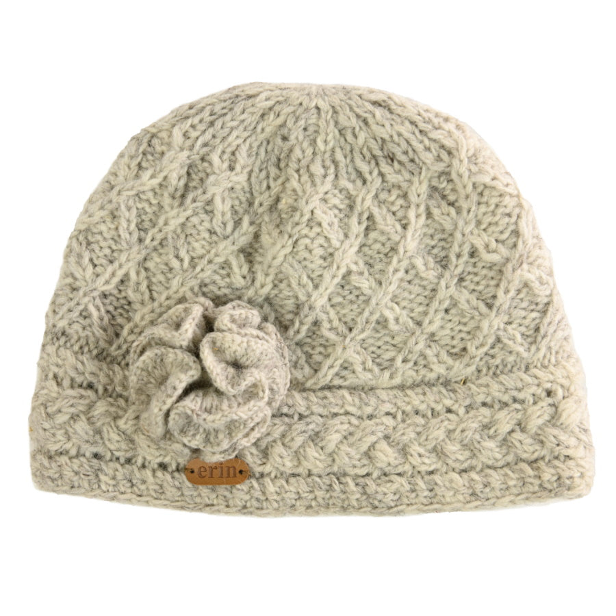 Aran Trellis Pull-on With Corsage Oatmeal