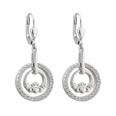 CLADDAGH ROUND DROP EARRINGS Stirling Silver