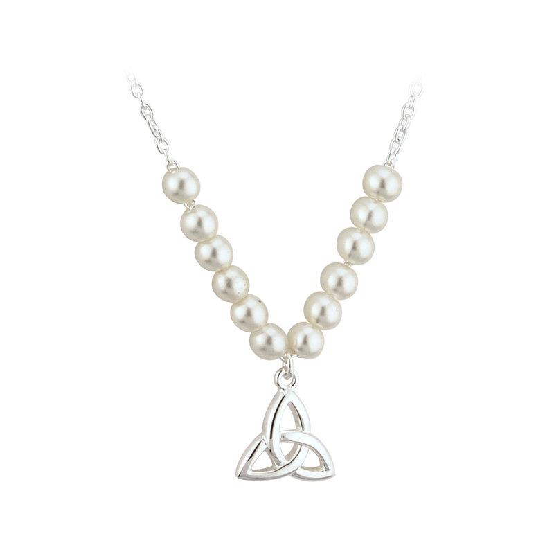 Solvar : Necklace - Trinity with Synthetic Pearls - Child Size - Silver Plated