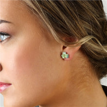Load image into Gallery viewer, Belleek Shamrock Earrings Green/Blue
