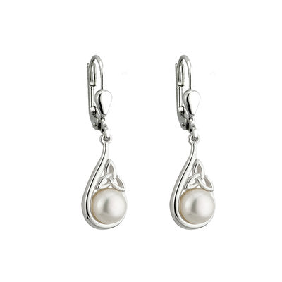 PEARL TRINITY KNOT DROP EARRINGS