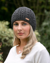 Load image into Gallery viewer, Aran Cable Pull-on Hat Charcoal

