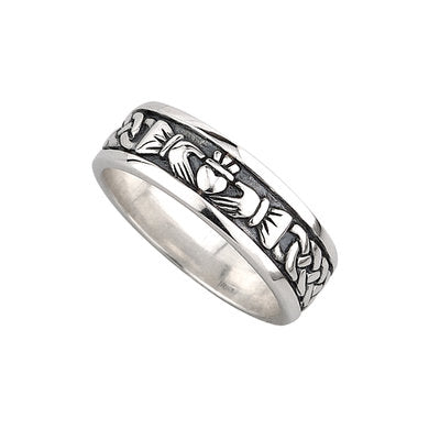 GENTS SILVER OXIDISED CLADDAGH RING