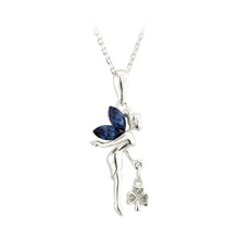 Load image into Gallery viewer, Solvar : Sterling Silver Fairy &amp; Shamrock Crystal Pendant
