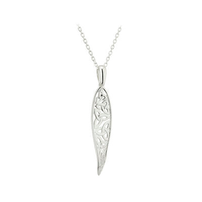 SILVER LONG TRINITY KNOT TWIST PENDANT
