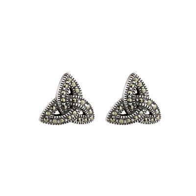 SILVER TRINITY KNOT MARCASITE EARRINGS