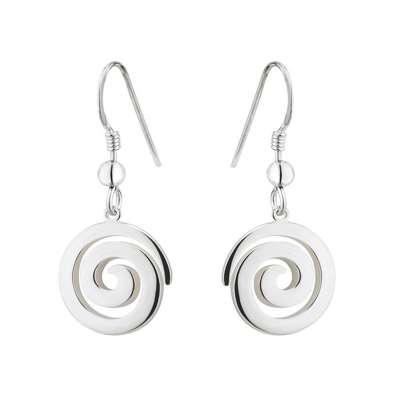 Solvar Sterling Silver Spiral Drop Earrings