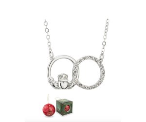 SOLVAR CHRISTMAS BAUBLE & PLATED CLADDAGH NECKLACE with STONES