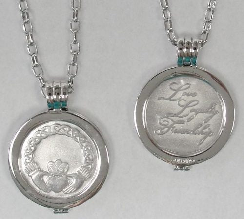Tara Irish Coin Pendant Rhodium Plated Claddagh Interchangeable Coin