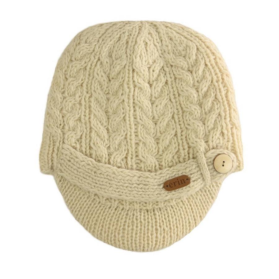 Aran Cable Peak Hat White